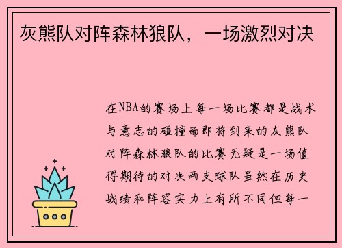 灰熊队对阵森林狼队，一场激烈对决
